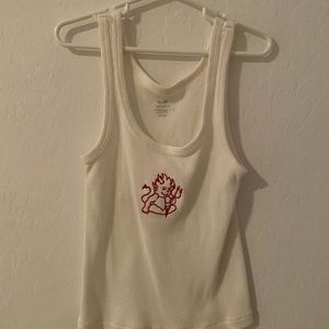 Brandy Melville one size devil white tank top
